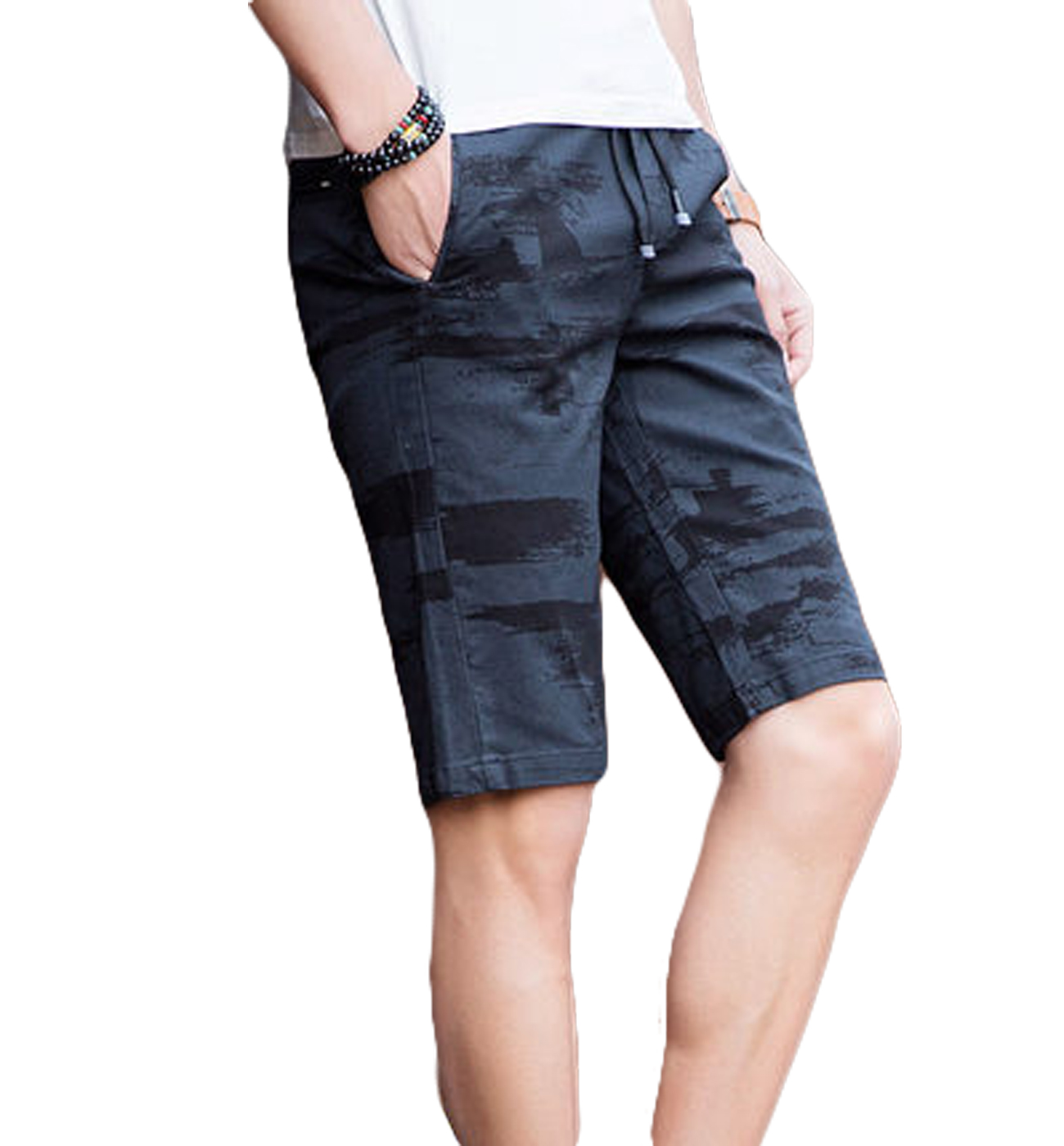 2023 Luxus Drawstring dunkel grün schwarz Grunge Design modernen Herren Shorts | PILAEO